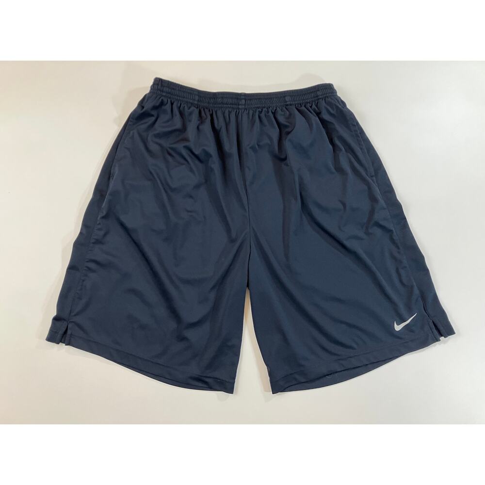 Nike Dri-FIT Men L Navy Blue Athletic Shorts Mesh Panels Basketball Training